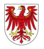 Wappen des Landes Brandenburg mit rotem Adler auf weißem Schild, goldene Krallen und Schnabel sichtbar.